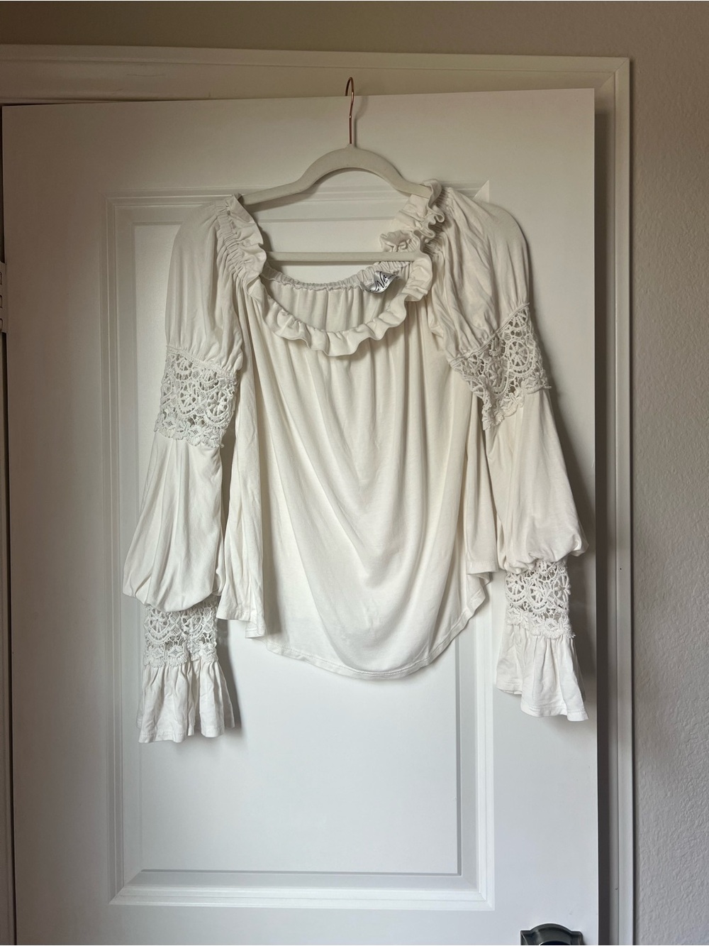 Vava by Joy Han Ivory Ruffle Peasant Blouse